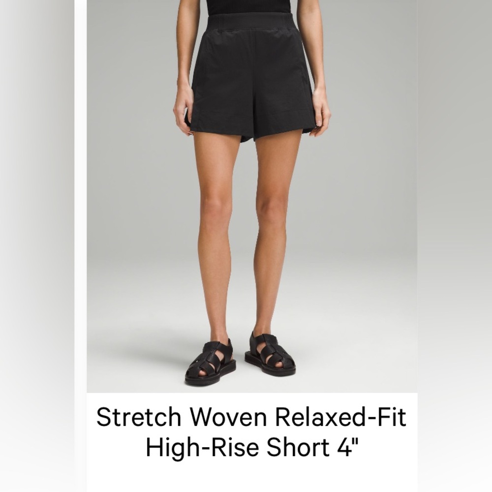 lululemon athletica NWOT Stretch Woven Relaxed-Fit High-Rise Black Shorts